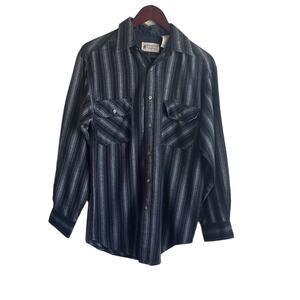 Northwest Territory Mens Flannel Shirt S Black Striped‎ Button Up Western Rugged